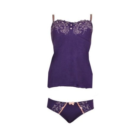 Miriale Ensemble 2 Pieces (Bustier + Slip) Cotton De Luxe -Jane -Violet